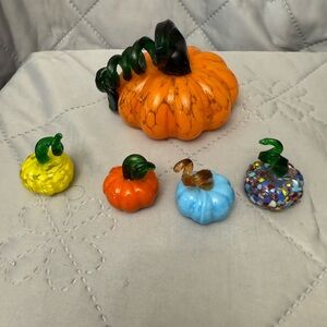 Glass Blown Mini Pumpkins Assorted Colors) and large r Orange Pumpkin